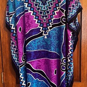 EY Signature Flowy Kaftan Dress Women's One Size Blues Purples Black White Toga